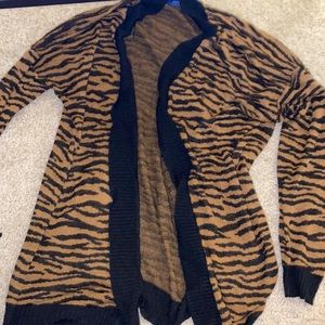 Zebra print long cardigan